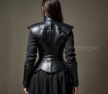 Custom Black Leather Armor Vest for Women