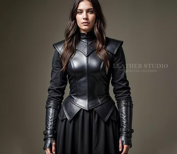 Custom Black Leather Armor Vest for Women