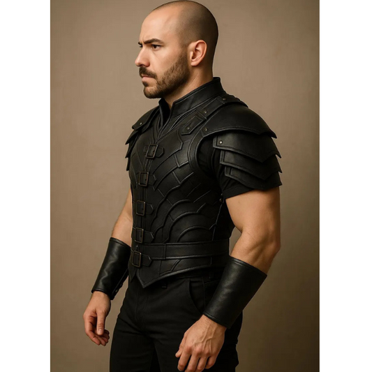 Leather Vest with Shoulder & Wrist Guards