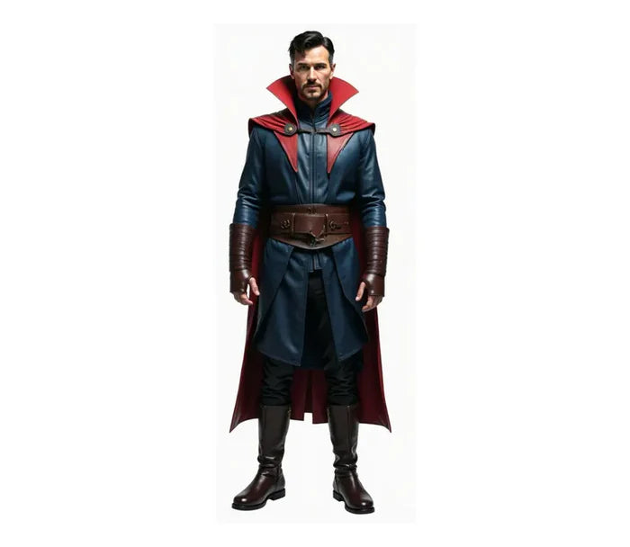 Leather Superhero Cloak With Vest - Leather Costume For Festival - Halloween Costume