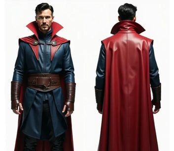 Leather Superhero Cloak With Vest - Leather Costume For Festival - Halloween Costume