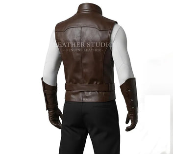 Handmade Brown Leather Cosplay Vest for Men
