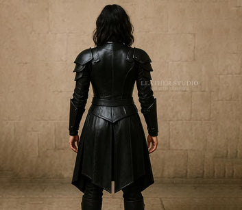 Custom Black Leather Medieval Armor Vest for Women