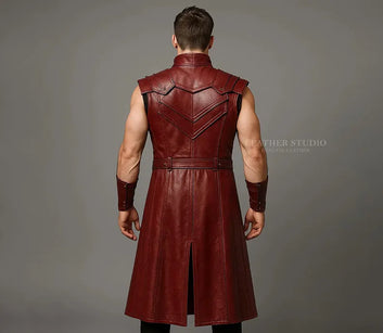 Red Leather Warrior Vest Handmade Fantasy Cosplay Tunic Custom