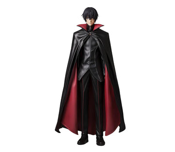The Rebel King - Black & Red Leather High Collar Cloak & Vest